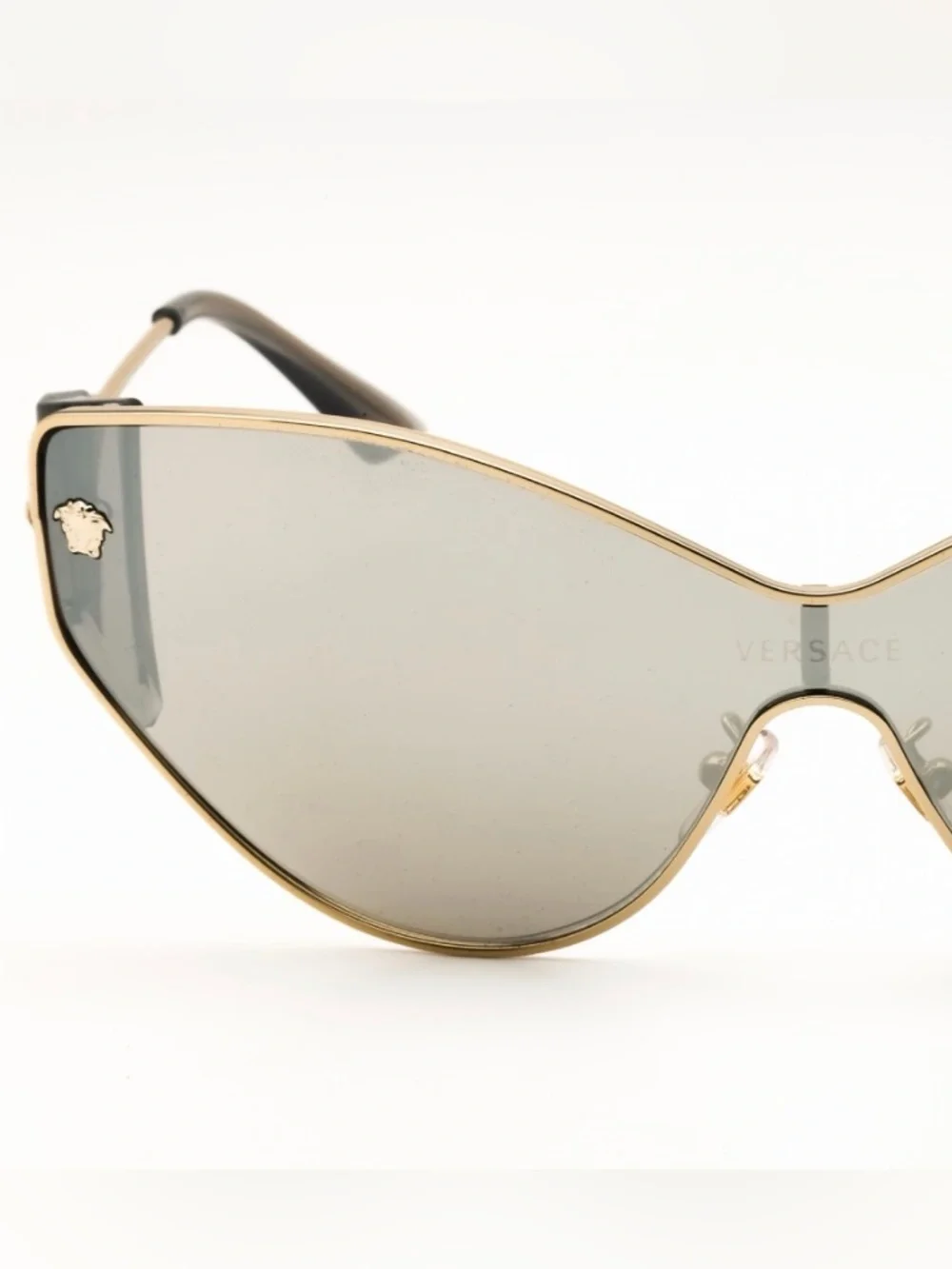 New Versace VE2239 12526G Gold-Tone Cat-Eye Sunglasses Silver Lenses Authentic